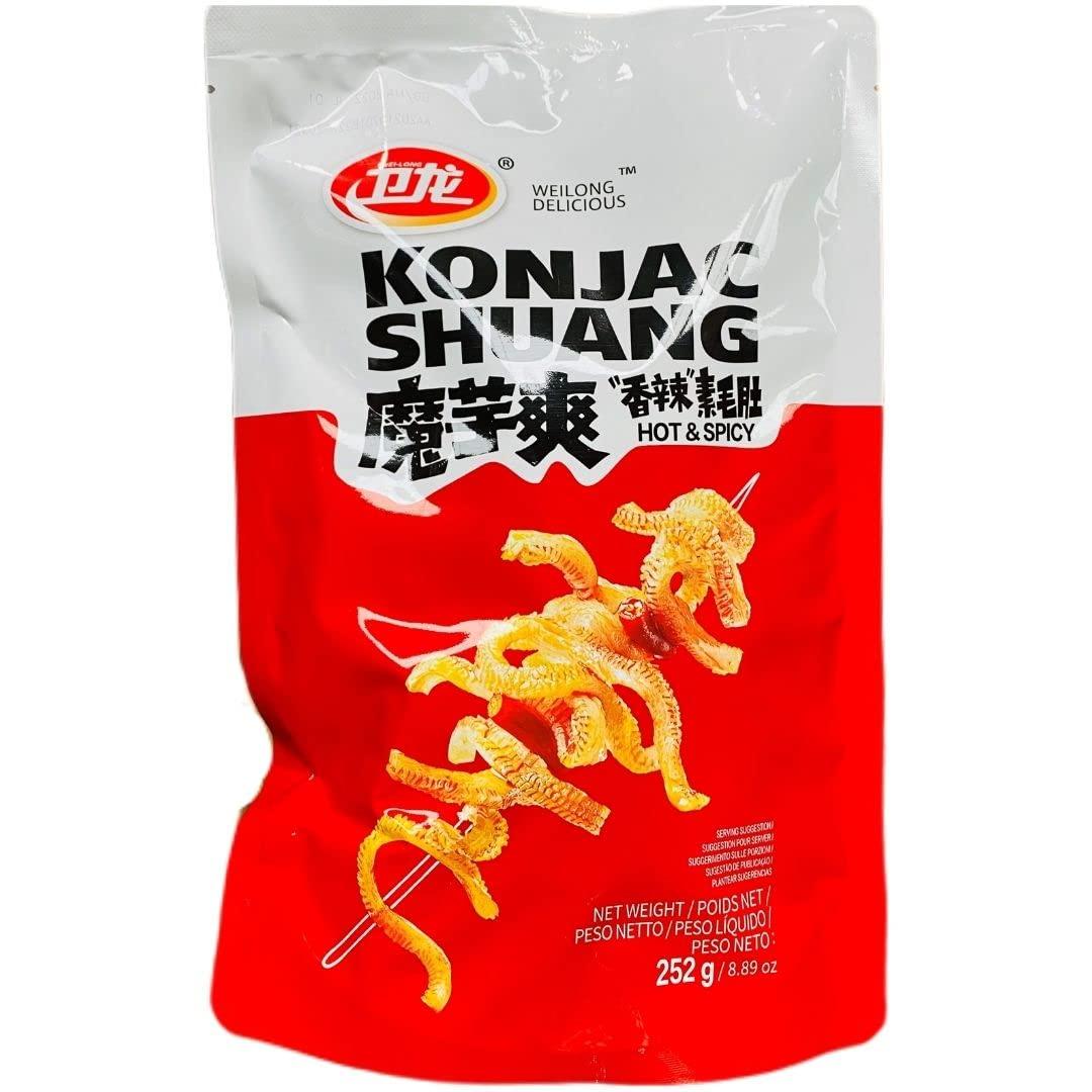 Ariie (2023 New Released!) Chinese Snacks Konjac Spicy Strips Sticks, 20 Packs Inside Box, WeiLong Chinese Snack Food, Hot Strips, Latiao Fragrant Spicy Flavor, Konjac snacks, Moyushuang, 13 Ounce,