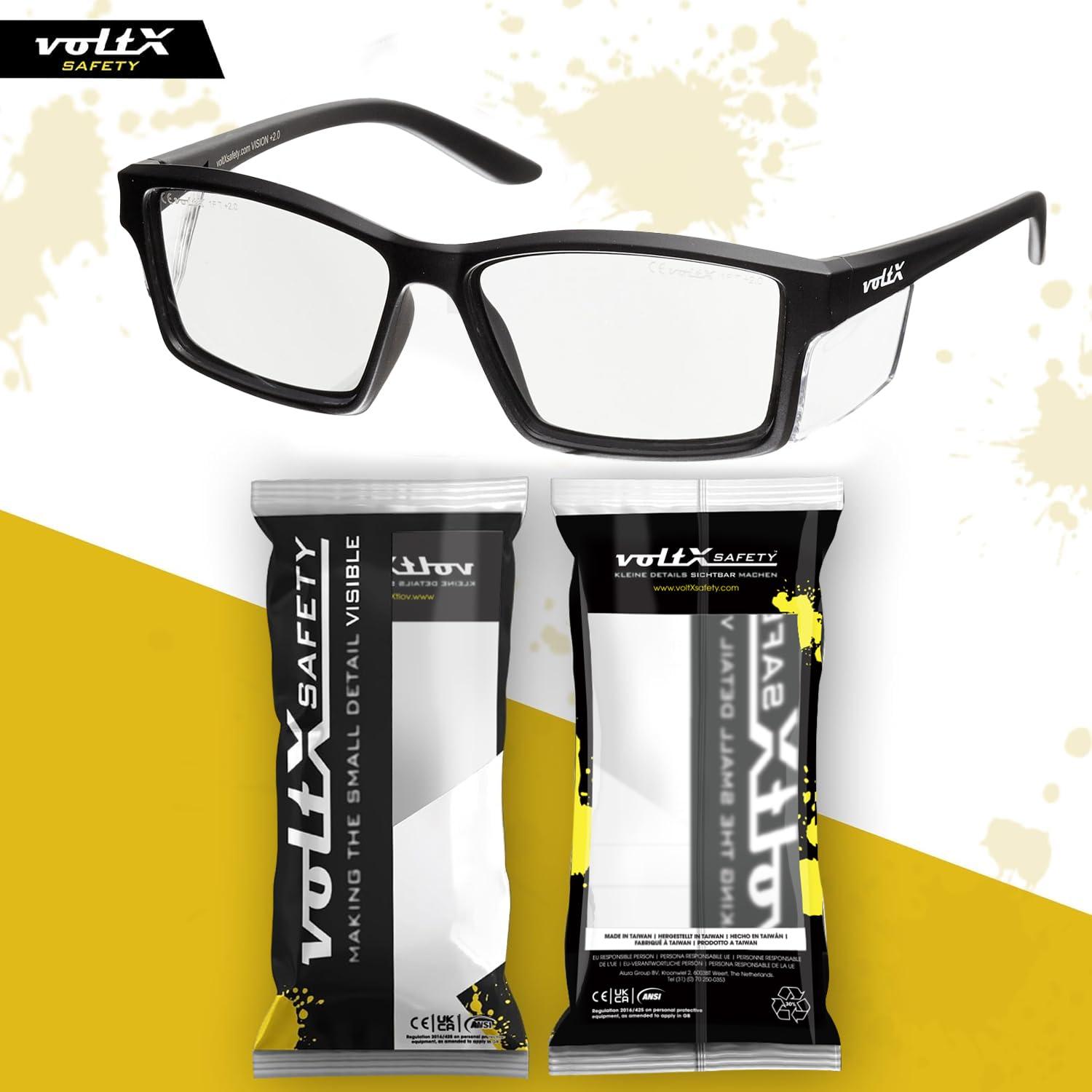 voltX voltX \'VISION\' Safety Readers, Full Lens Magnified Reading Safety Glasses (+3.0 Dioptre, Clear lens) ANSI Z87.1+ & CE EN166F - Anti fog coated UV400 lens
