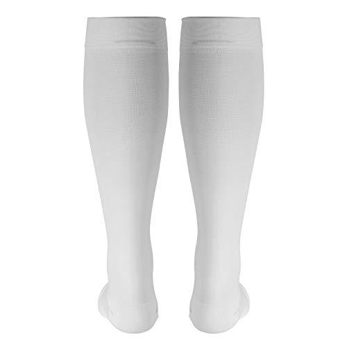 Truform Truform 20-30 mmHg Compression Stocking for Men and Women, Knee High Length, Open Toe, White, Small