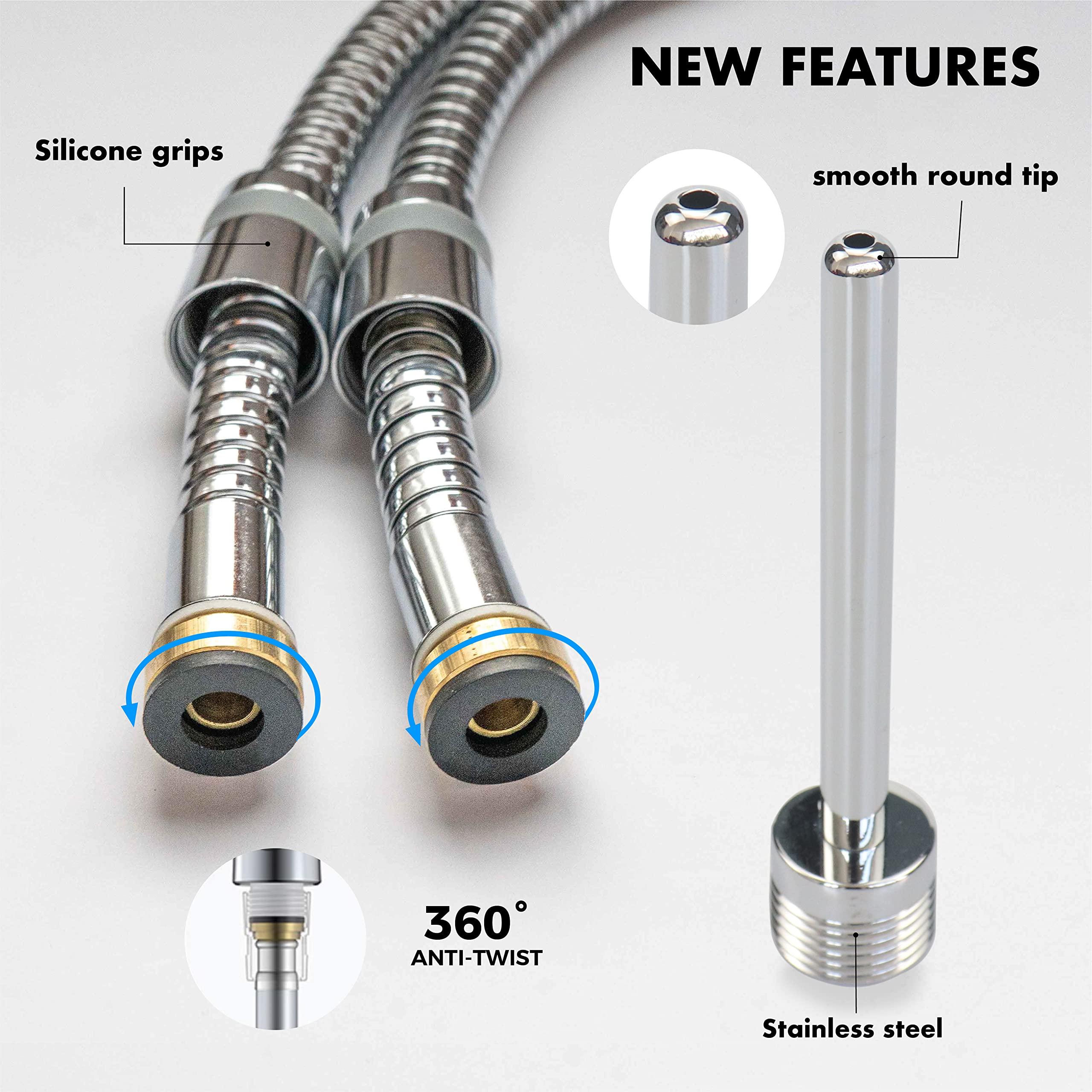 Purifvend Enema kit for Colon Cleansing - Stainless Steel Enema Shower Attachment-Douche kit Colon Cleansing Anal Shower-Colonic Irrigation Home Kit-Complete 9 Pieces Set with 100 Inches Hose for Men and Women