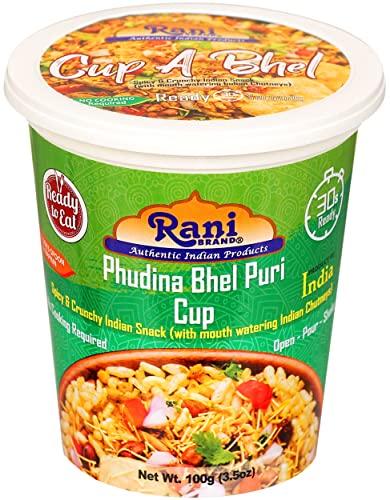 Rani Brand Authentic Indian Products Rani Bhel Puri Cups 5 Flavors-in-1 Set (Regular, Roasty, Mango, Schezuan, Pudina) 3.5oz (100g), Pack of 5 ~ Spicy & Crunchy Indian Snack | Ready to Eat | Vegan | NON-GMO | Indian Origin