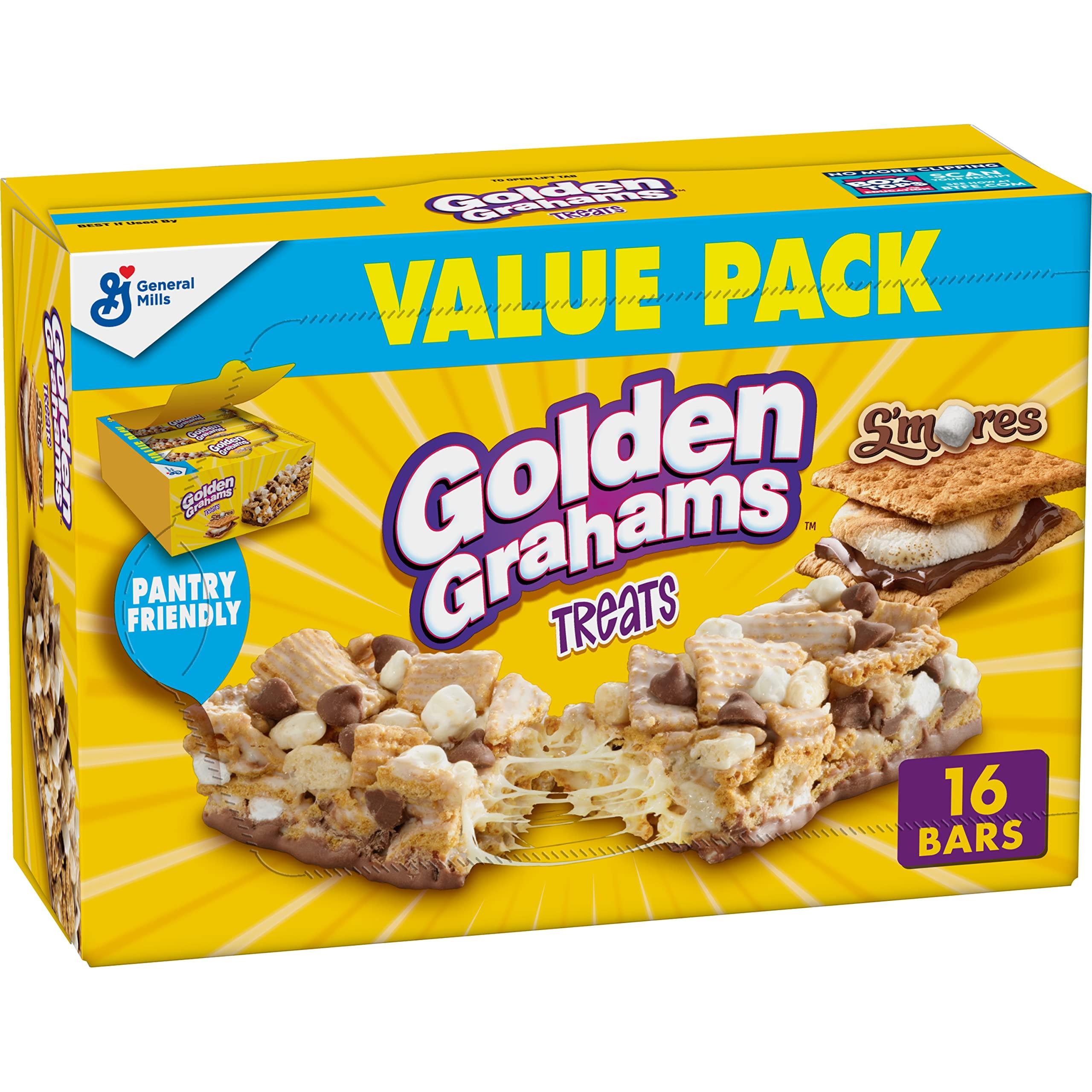 Golden Grahams Golden Grahams Breakfast Cereal Treat Bars, S\'mores, Snack Bars, 16 ct