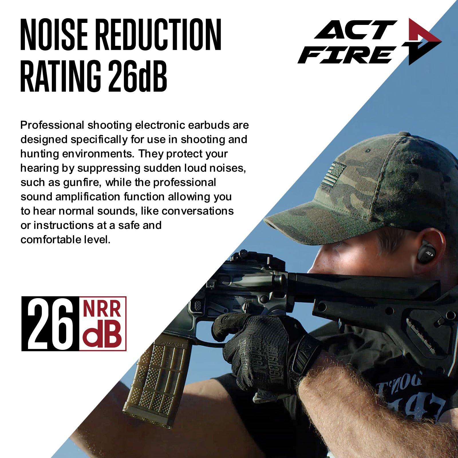 ACT FIRES Shooting Ear Protection Ear Plugs, Hearing Protection Earbuds Electronic Shooting Earplugs for Noise Reduction
