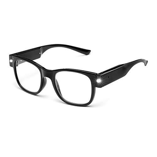 OuShiun OuShiun USB Rechargeable Led Reading Glasses Smart Lighted Eyewear for Women Men (Black, 2.0X)