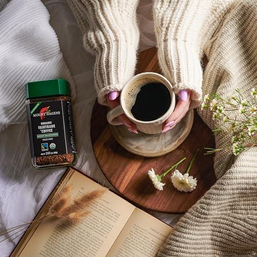 Mount Hagen Mount Hagen 3.53oz Organic Freeze Dried Instant Decaf Coffee | Eco-friendly, Fairtrade Decaf Coffee Made From Organic Medium Roast Arabica Beans [3.53oz Jar]