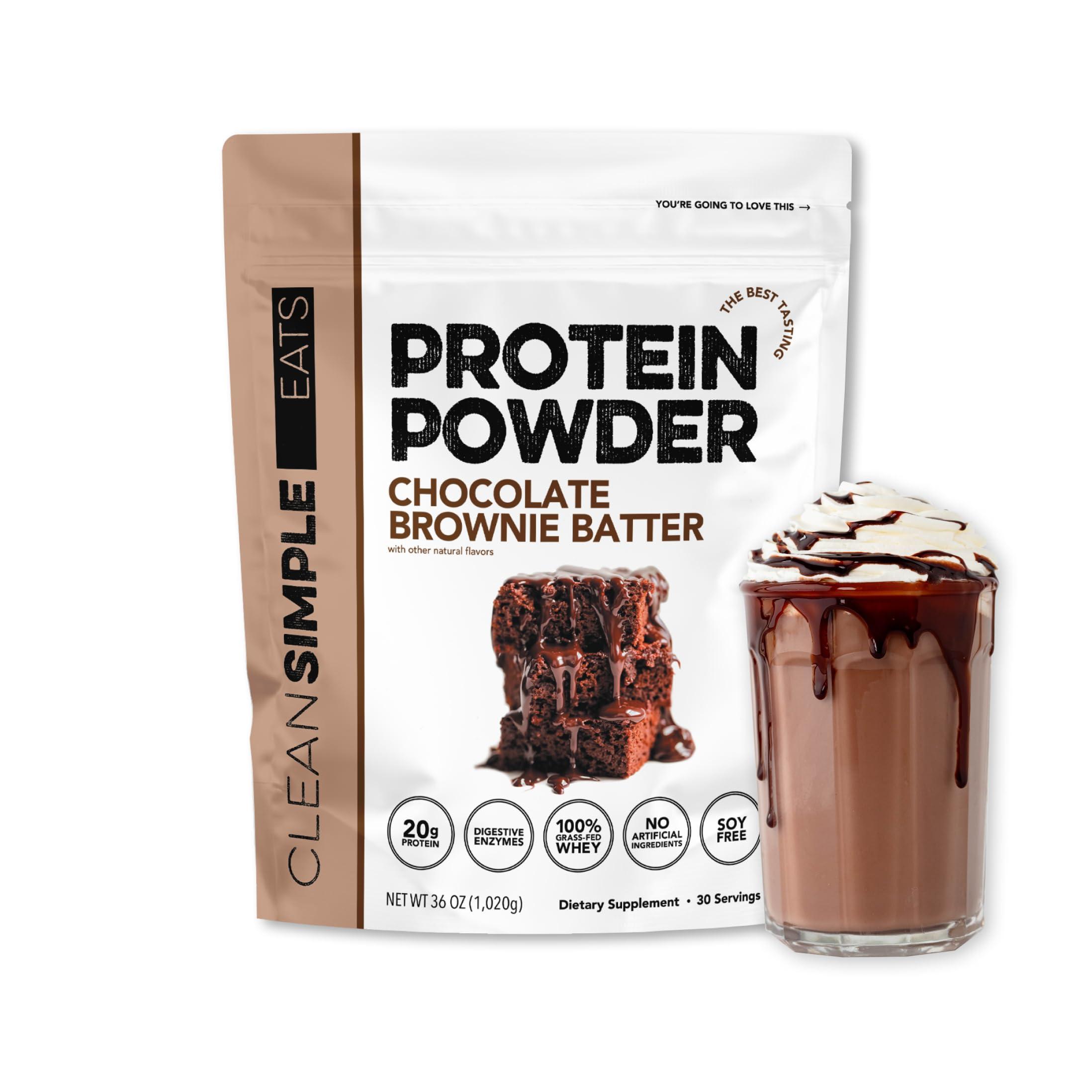 Clean Simple Eats Clean Simple Eats Chocolate Brownie Batter Whey Protein Powder, Natural Sweetened and Cold-Processed 20 Grams of Protein (30 Servings)