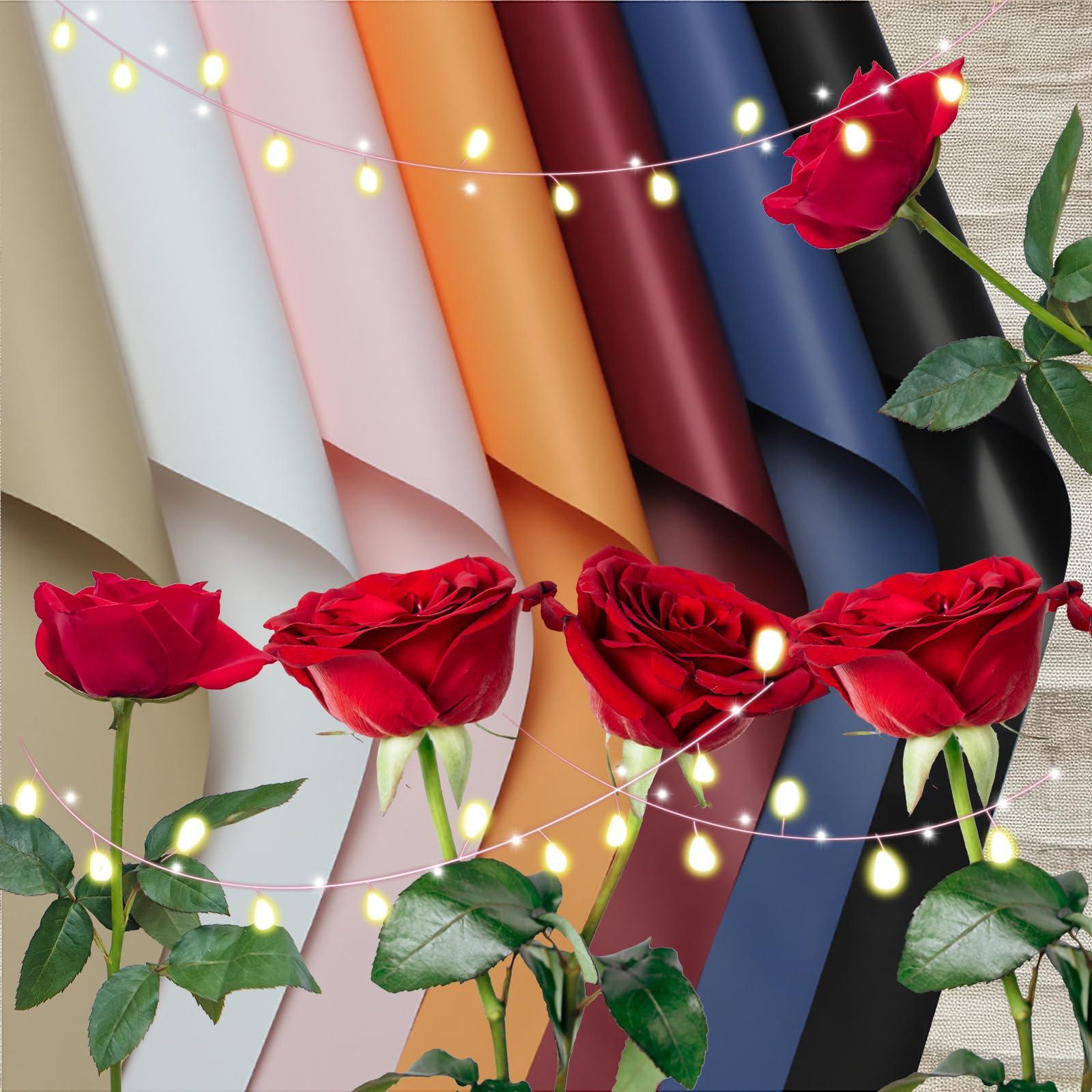 CCXSY CCXSY 20 Pcs Bouquet Wrapping Paper,23 x 23 inch WaterProof Fresh Flower Wrapping Paper,Double Side Pure Color Print Flower Packing for Her Valentine\'s Day Flesh Pink