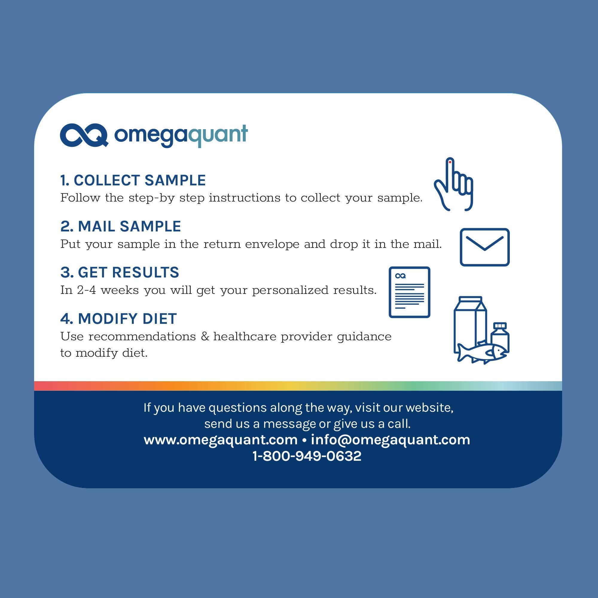 OmegaQuant Omega Quant Omega-3 Index Complete - Complete Fatty Acid Profile Blood Test Kit | Includes - Omega-3s, Omega-6s, Saturated Fats, Monounsaturated fats, Trans Fats | 1 Complete Home Kit