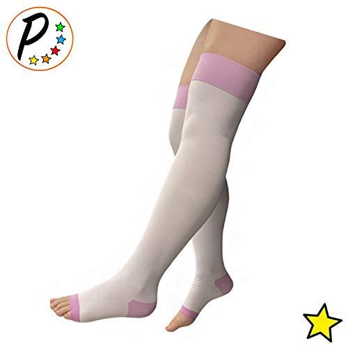 Presadee Presadee Women's Thigh 8-15 mmHg Mild Compression Wide Open Leg Purple Stocking (3X-Large)