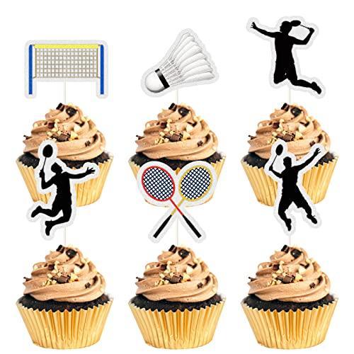 MEFENG MEFENG 18 Pcs Badminton Theme Cupcake Toppers badminton Lovers Party Supplies Sparkle Glitter Cake Decor,Sports Party Decorations- Birthday Cupcake Toppers