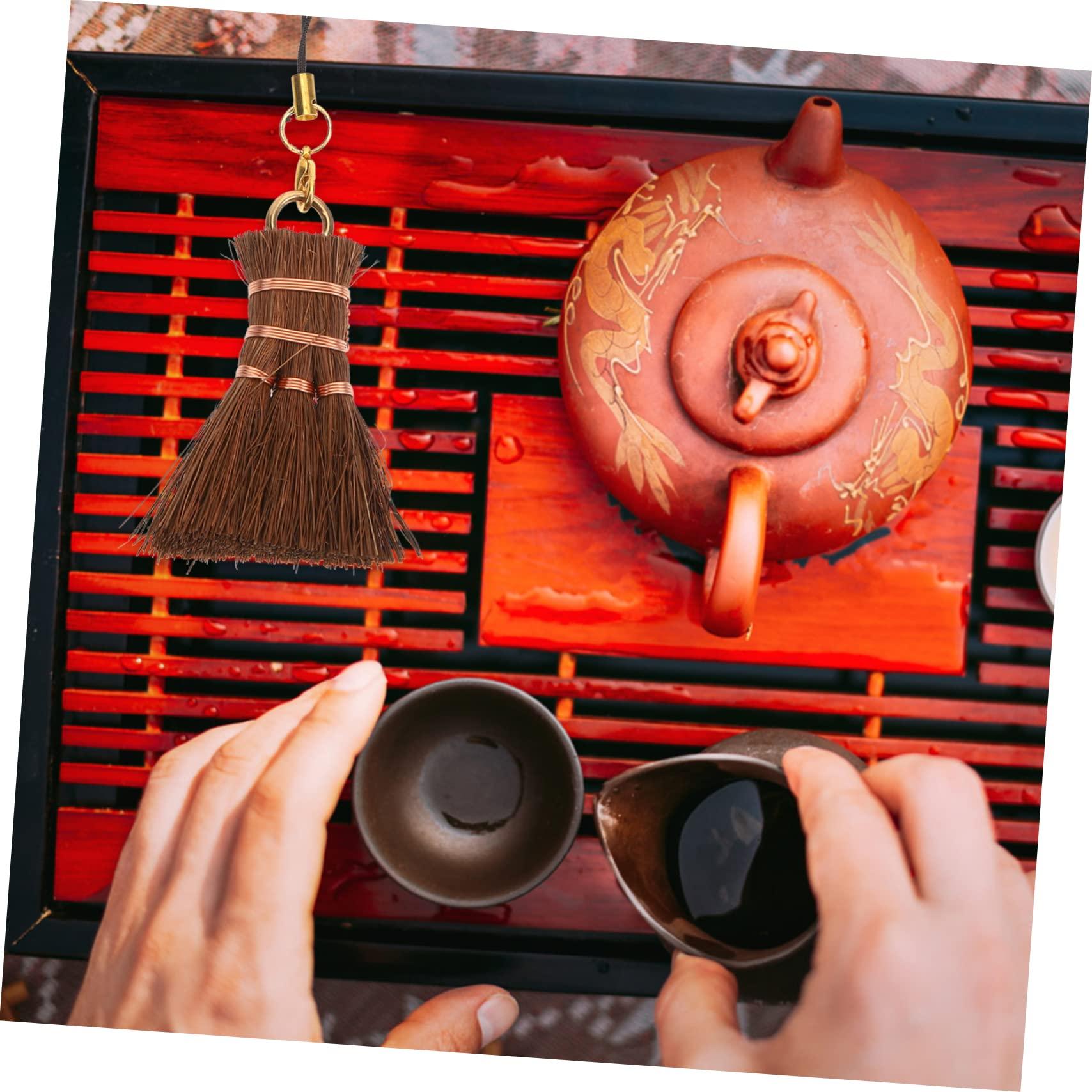 COLLBATH COLLBATH Small Broom Pendant Outdoor Keyboard Broom Duty Lint Remover Garage Whisk Dustpan Long Handle Upholstery Power Scrubber Sweeper Top Flash Wipes Home Soap Palm Brown Silk