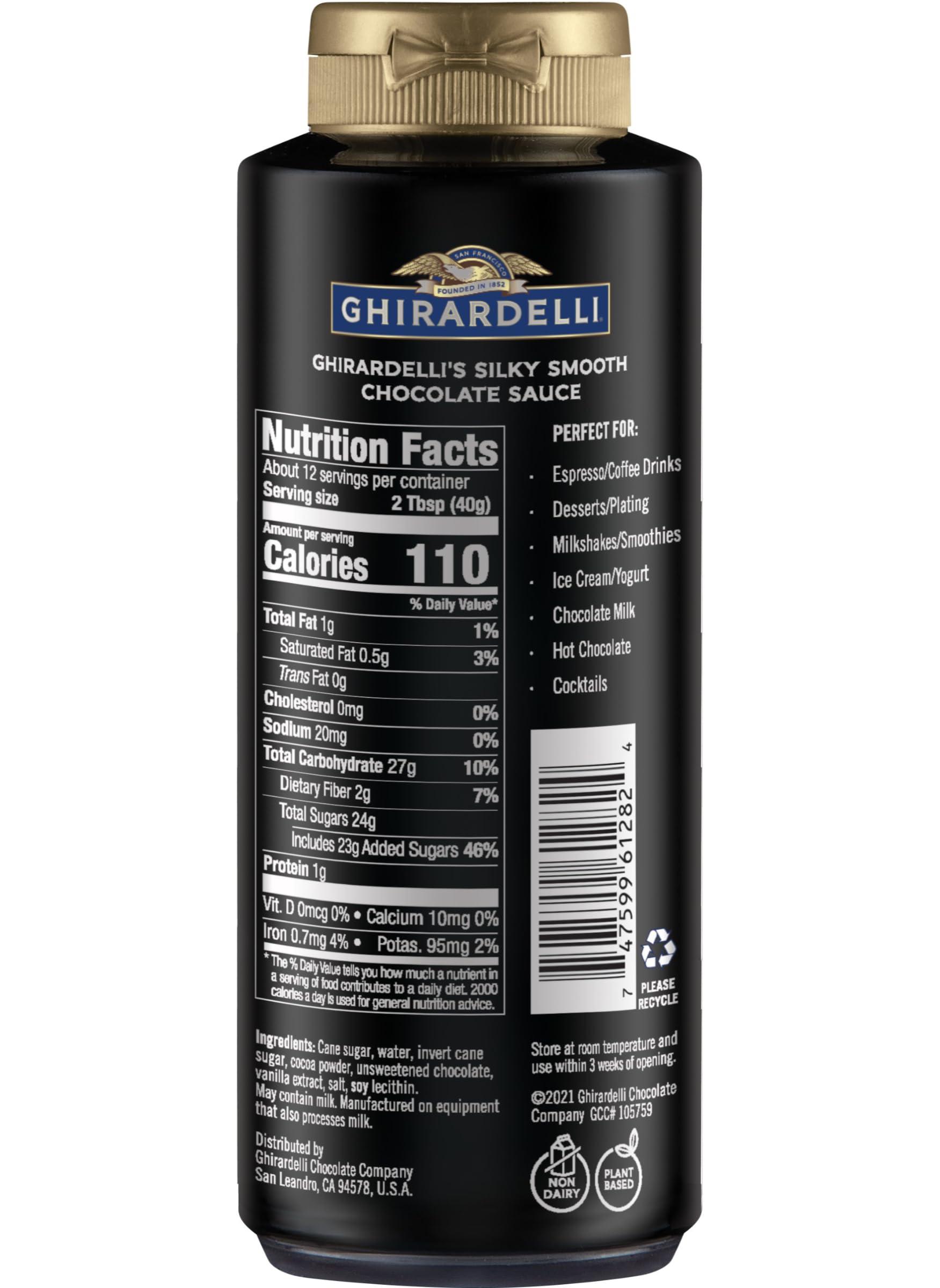 By The Cup Ghirardelli Chocolate Sauce, 16 Ounce Squeeze Bottle with Ghirardelli Stamped Barista Spoon
