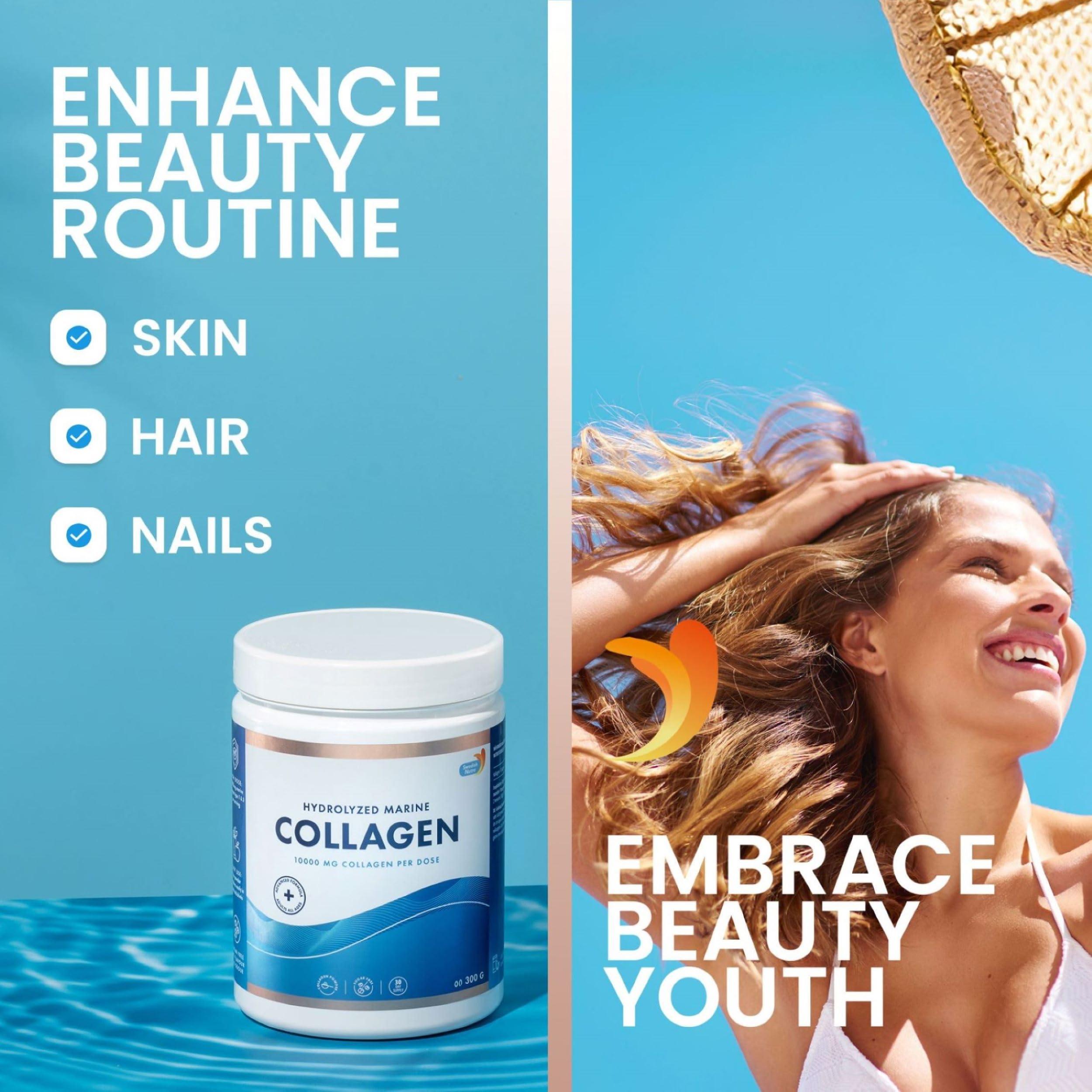 Swedish Nutra Swedish Nutra - 100% Marine Collagen Powder 300g I Hydrolyzed Collagen Powder (Type I & III) I Healthy Skin, Hair & Nails I High Absorption I Odorless & Unflavoured I Easy Mix