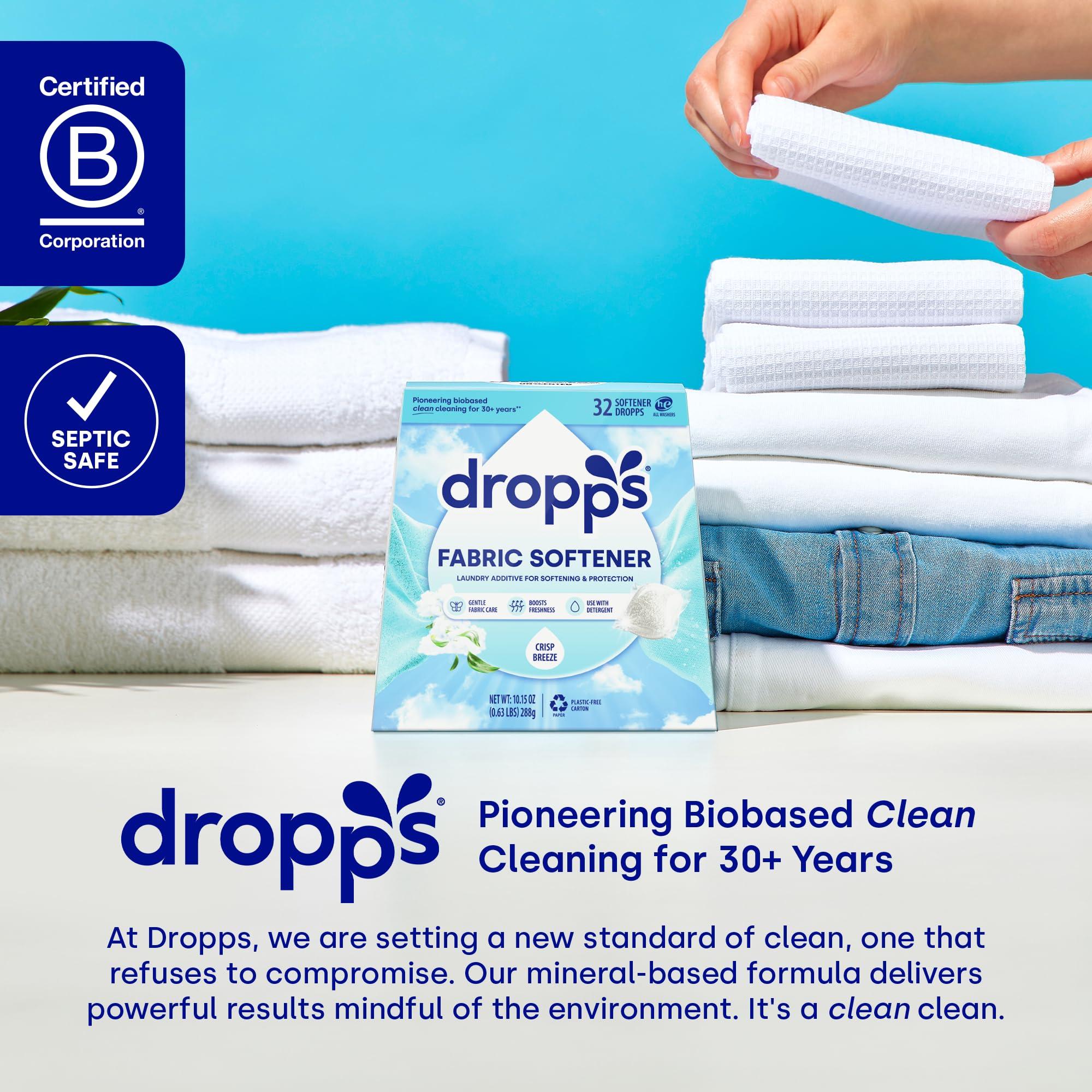 dropps Dropps Laundry Fabric Softener Pods, Unscented (64 Pods) - Fabric Softener Liquid Pods for Fluffy, Soft Fabrics - HE Compatible Mineral Based Ingredients Laundry Supplies
