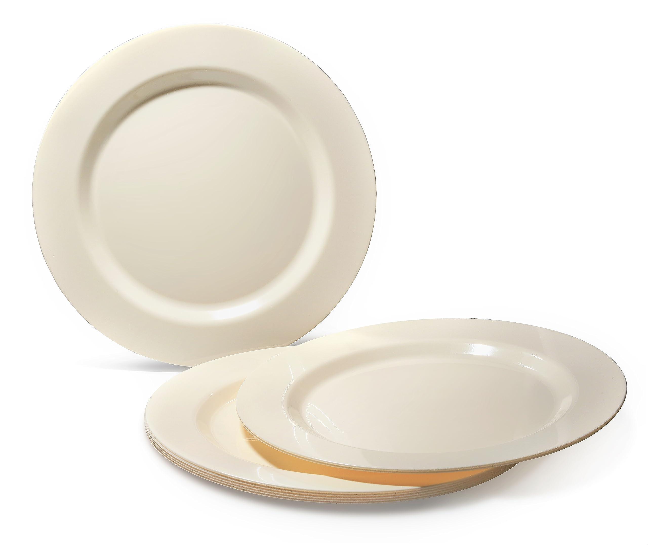 OCCASIONS FINEST PLASTIC TABLEWARE " OCCASIONS " 60 Plates Pack, Heavyweight Disposable Wedding Party Plastic Plates (6.25'' Dessert/Bread Plate, Plain Ivory)