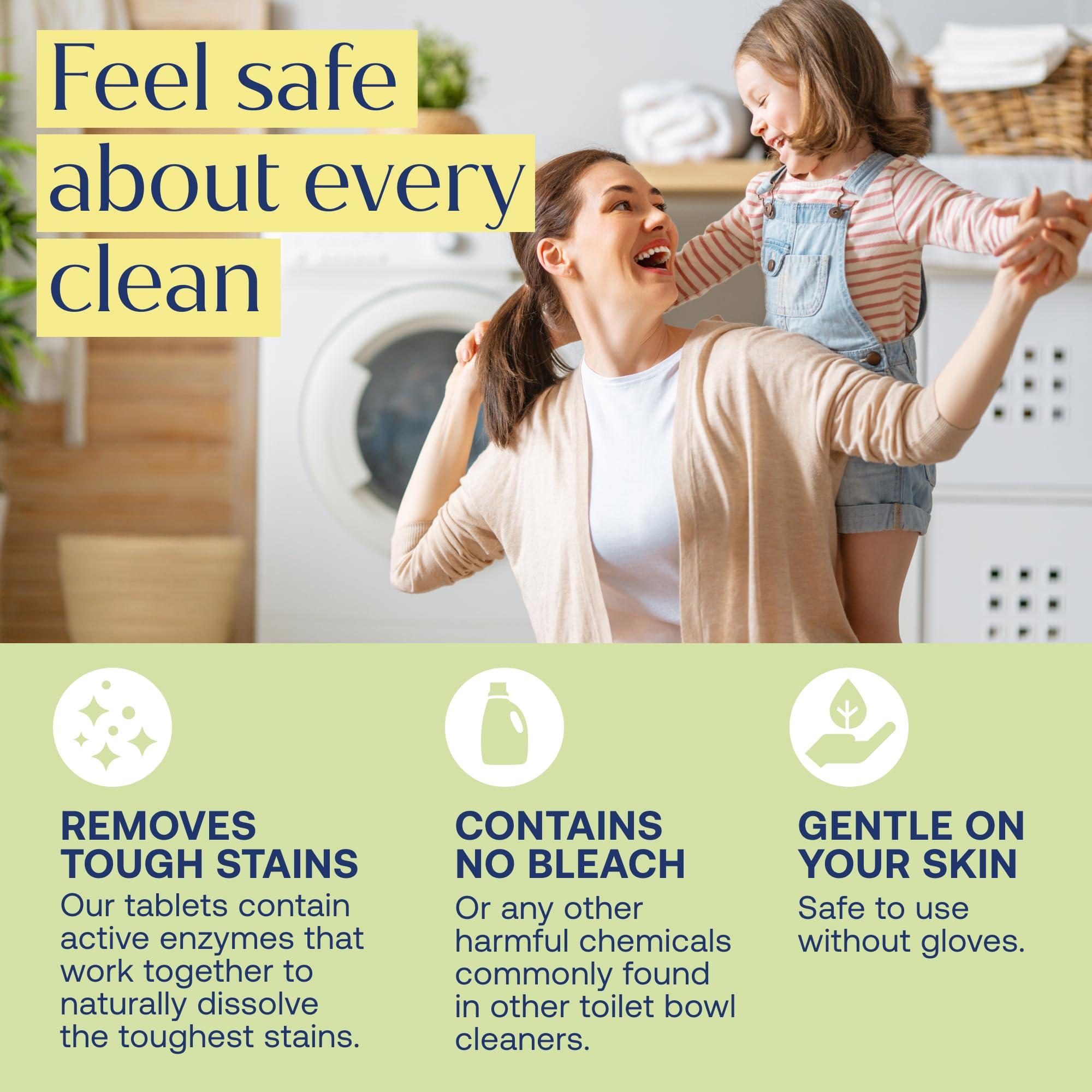 Fab Tab Fab Tab Toilet Bowl Cleaner Tablets- No Harsh Chemicals | Removes Rust & Stains | Natural Cleaning Products | Family and Pets approved Plastic-Free