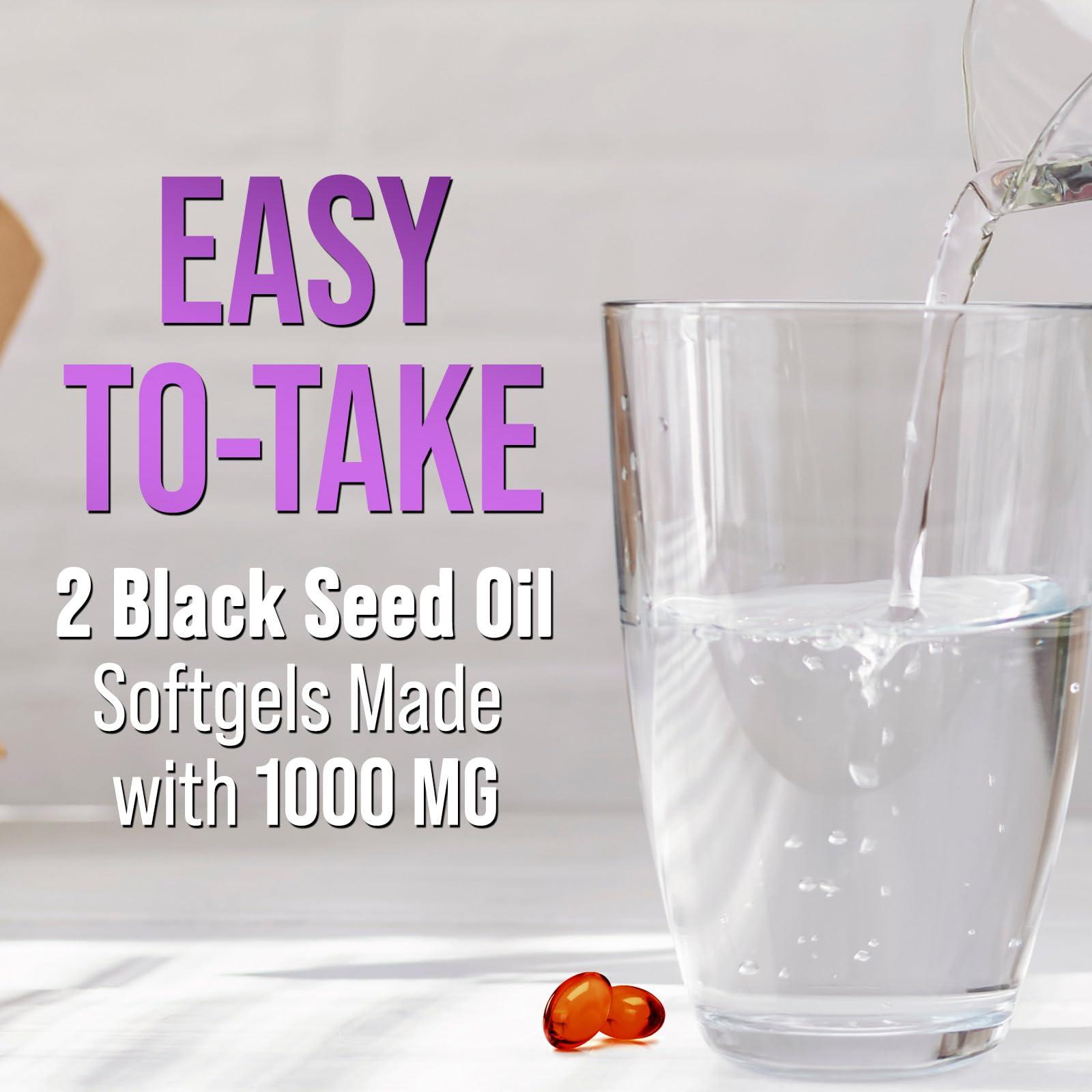 Nature\'s Strength Black Seed Oil 1000mg, Amazing Skin Health (Vegan & Non-GMO) Nigella Sativa for Joint, Hair & Immune Support, Best Extraction Above Cold Pressed Blackseed Oil, Pure Black Cumin Seed Oil - 120 Softgels