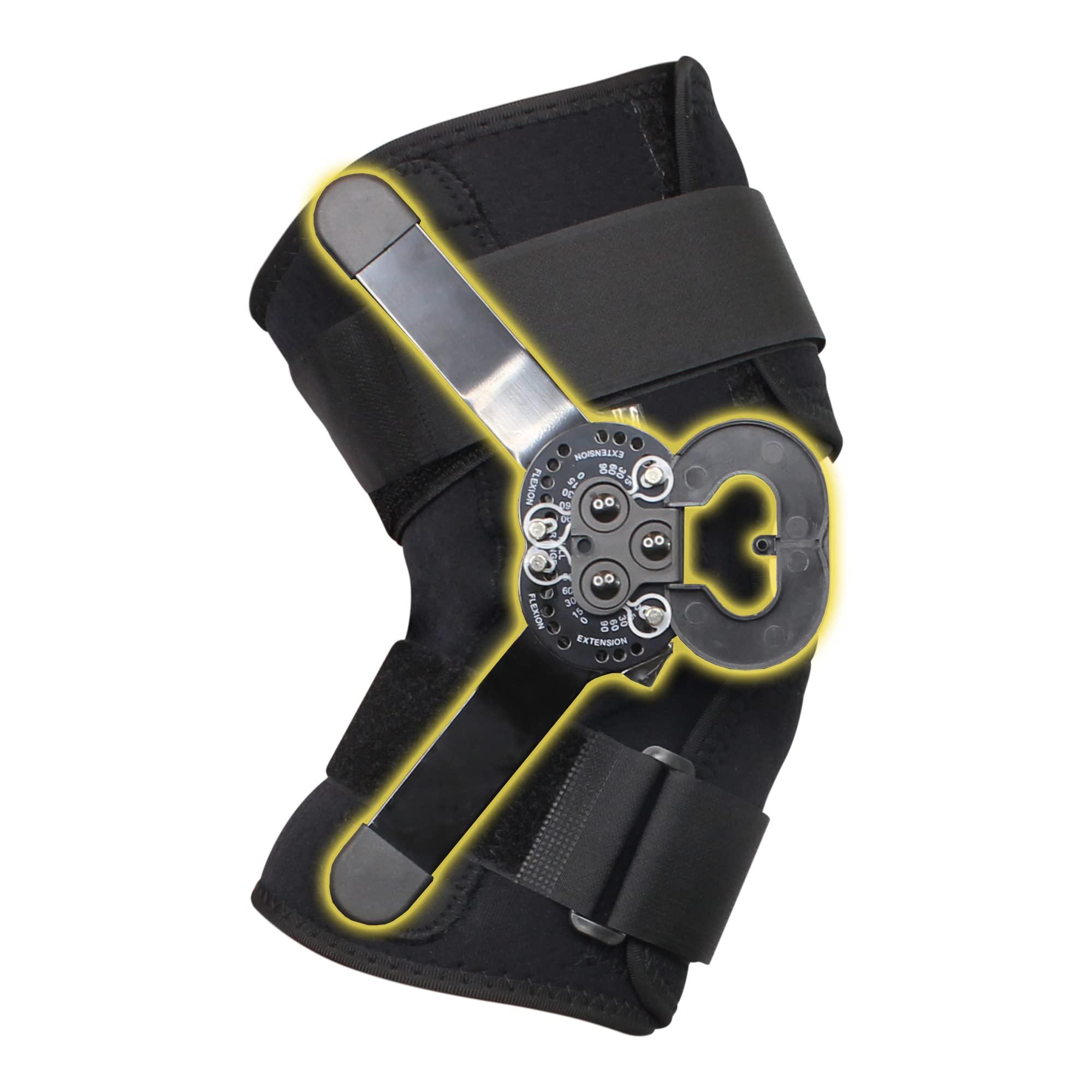 Brace Direct Brace Direct Internal Deluxe Hinged Knee Brace for Knee Pain with Adjustable Compression Wrap & Open Patella -Range of Motion Stabilizer Helps Joint Pain, Meniscus Tears, Arthritis, ACL, PCL & MCL