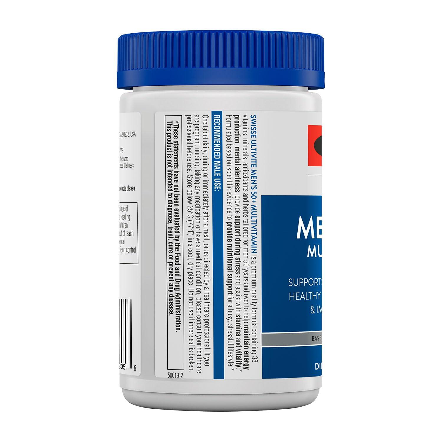 Swisse Swisse Daily Multivitamin for Men 50 and Over | 39 Vitamins, Antioxidants and Minerals + Adaptogens | Energy & Immune Support | Mens 50+ Multivitamins Supplement | 60 Tablets