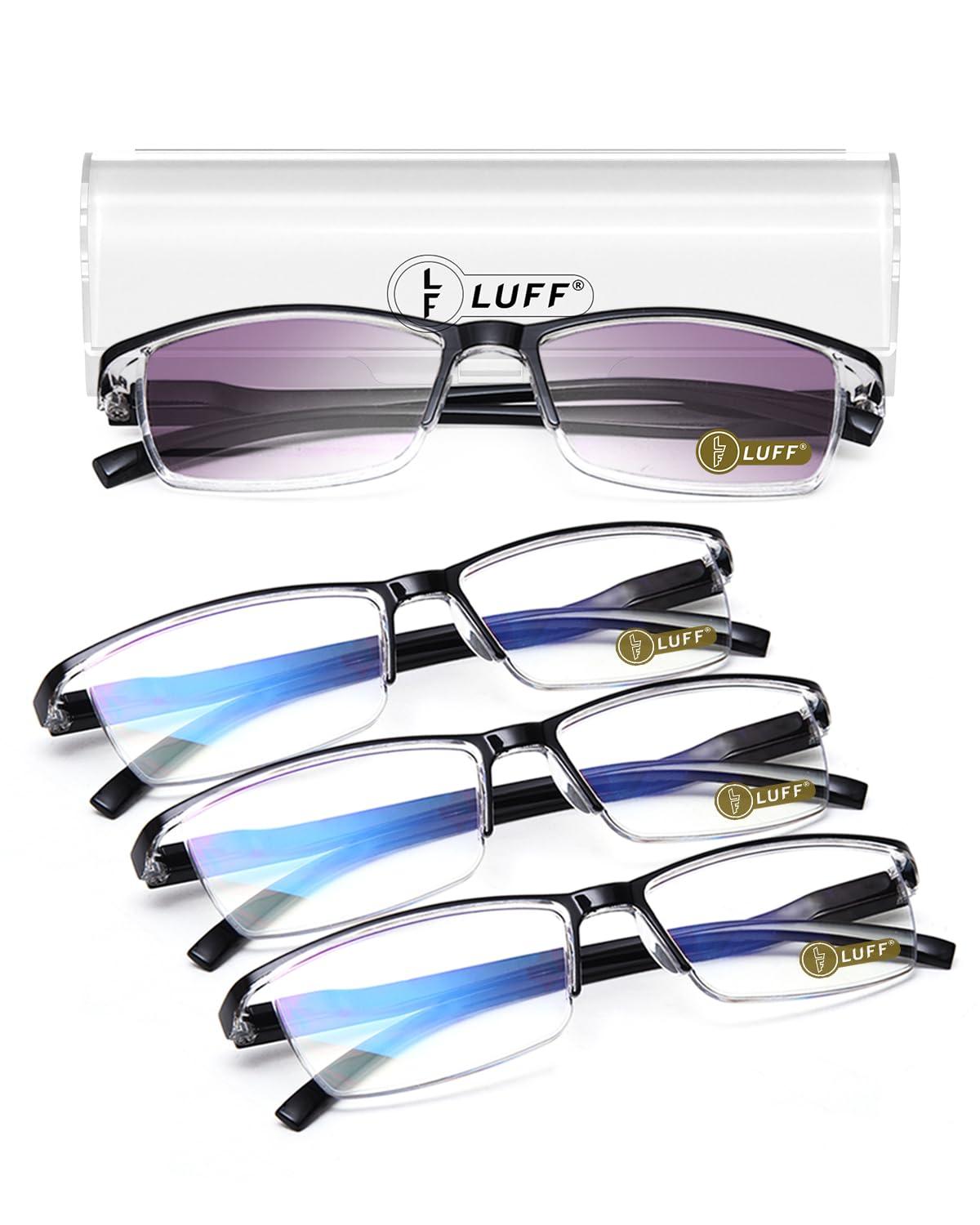 LUFF LUFF 4PCS Anti-Blu-Ray Reading Glasses Uv400,Sun Readers With Spring Hinges(0.0X)