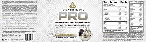 Core Nutritionals Core Nutritionals Pro Sustained Release Protein Blend, Digestive Enzyme Blend, 25G Protein, 2G Carb, 27 Servings (Cookies and Cream)