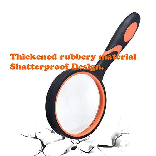 Ocim Ocim 2 Pack 75mm 10X Magnifying Glass, Kids Magnifying Glass,Magnifier with Non-Slip Rubber Handle for Seniors Reading and Kids Nature Exploration