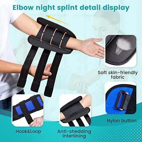 Sylong Elbow Brace for Ulnar Nerve Entrapment Cubital Tunnel Syndrome for Women and Men, Arm Splint Left & Right Elbow Support Immobiliser for Straighten Arms to prevent Elbow Bending While Sleeping - L/XL