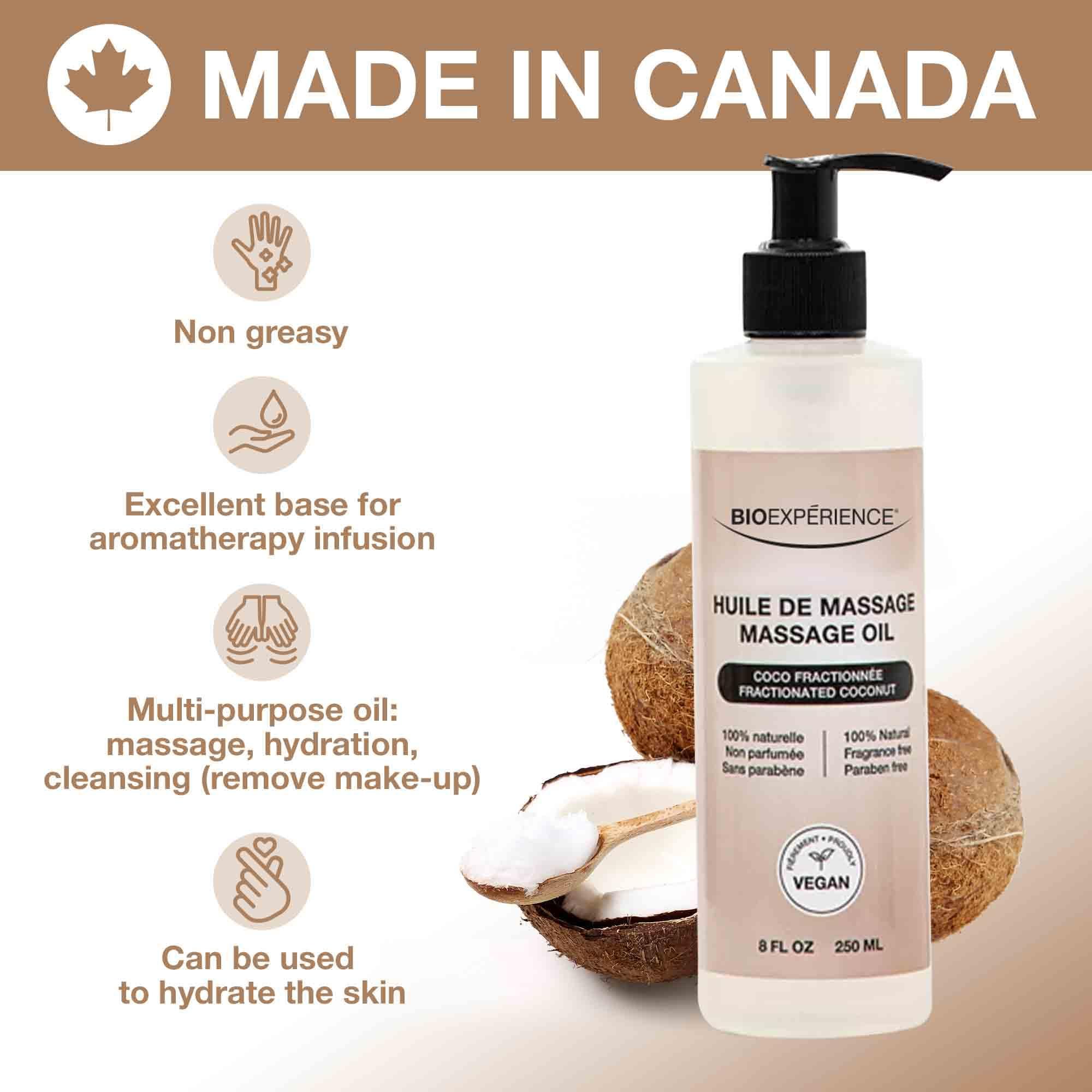 Bioexperience BioExperience Fractionated Coconut Oil, Unscented 100% Natural Palm Oil Free Massage Oil 8oz. Massage Oil.