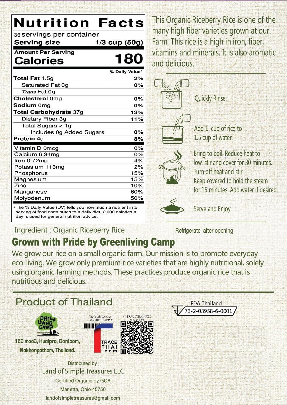 Blue Orchid Organic Organic Riceberry Rice - Purple Thai Black Jasmine Rice - USDA Certified - Premium Freshness - Small Lot Harvest Direct from our Farm to your Table - 4 LB