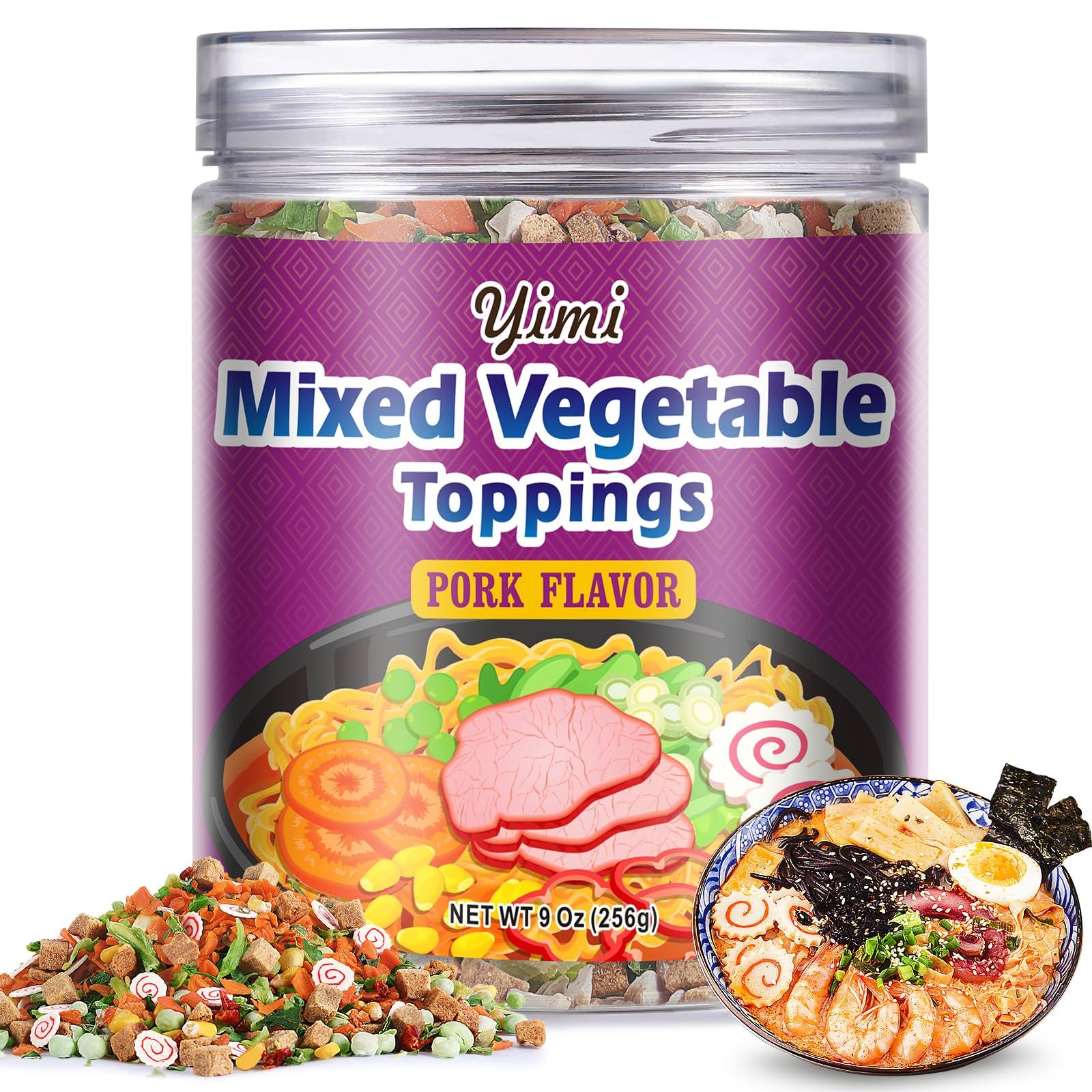 Yimi Yimi Dried Ramen Toppings, 8 Different Toppings - Dehydrated Vegetables | Freeze Dried Fish Cake | Cabbage | Spring Onion, Ramen Toppers Add Flavor To Instant Noodles, Chashu Flavor, Ideal Gift for St. Patrick's Day