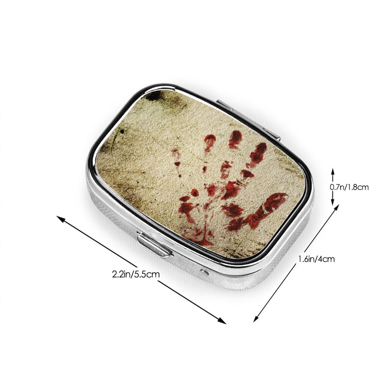 KArFri Handprint Pill Box Small Pill Case for Purse & Pocket Cute Pill Organizer Daily Pill Box Organizer Travel Pill Container 2 Compartment Pill Holder Mini Pill Case Rectangle Pillbox