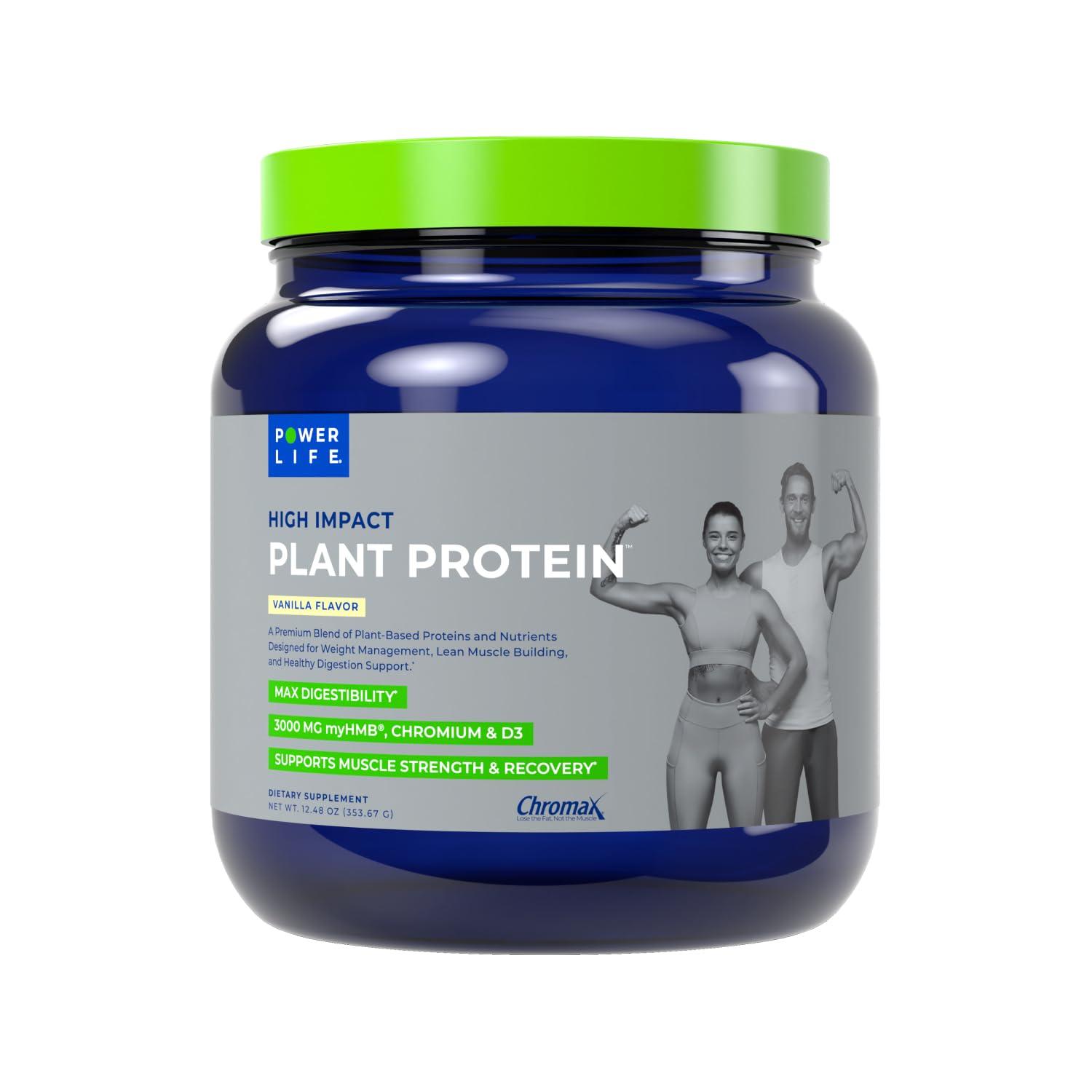 POWERLIFE POWERLIFE Tony Horton High Impact Plant Protein Powder with 3000 MG of HMB, Plant-Based, No Sugar Added, Vegan, Keto Friendly, Non-GMO (Vanilla - New Formula)