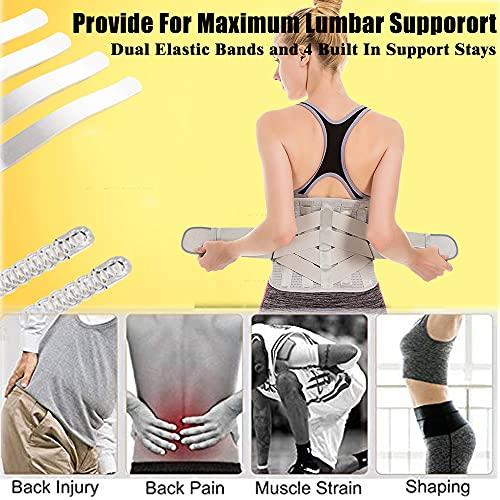 Health In Lower Back Braces for Back Pain Relief - Compression Belt for Men & Women - Lumbar Support Waist Backbrace for Herniated Disc, Sciatica, Scoliosis - Breathable Mesh Design, Adjustable Straps (M, Gray)