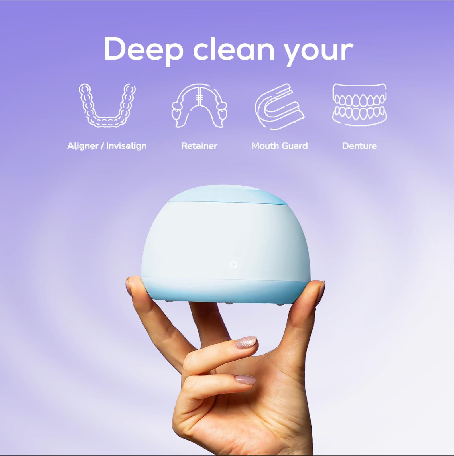 Zima Dental Zima Dental Pod | Sky Blue | Ultrasonic Retainer Cleaner Machine | Aligner, Nightguard, Mouth Guard, Denture Cleaner | Oral Dental Care FSA HSA Approved
