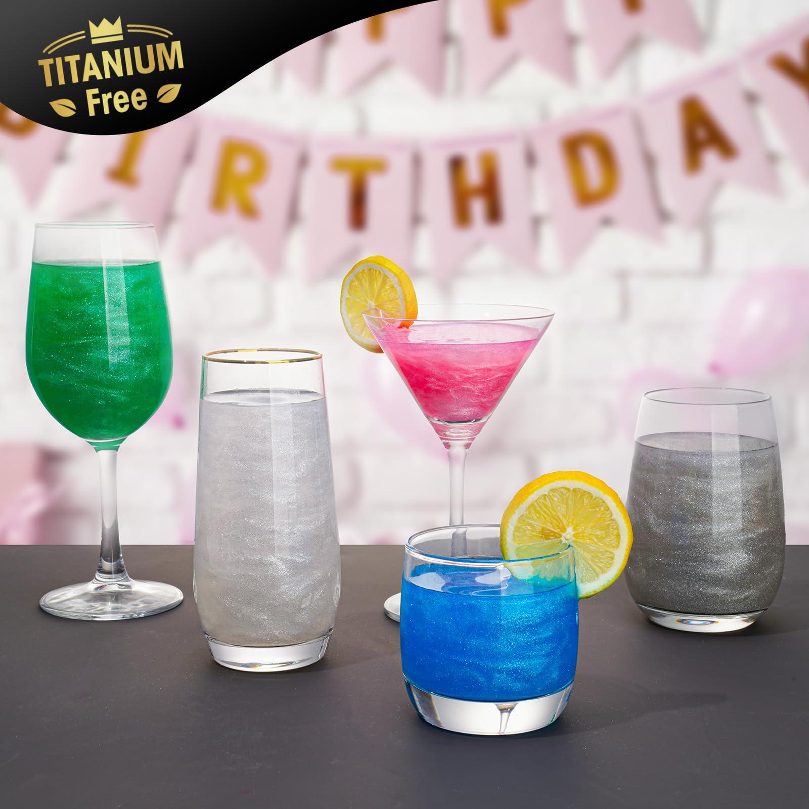 NiHome NiHome 0.18oz/5g Titanium-Free Edible Food-Grade Glitter Powder Glimmer Luster Dust Metallic Fancy Food Decorating Sprinkle Brew Dust for Drink Wine Beverage Cake Bakery Vegan Allergen-Free (White)