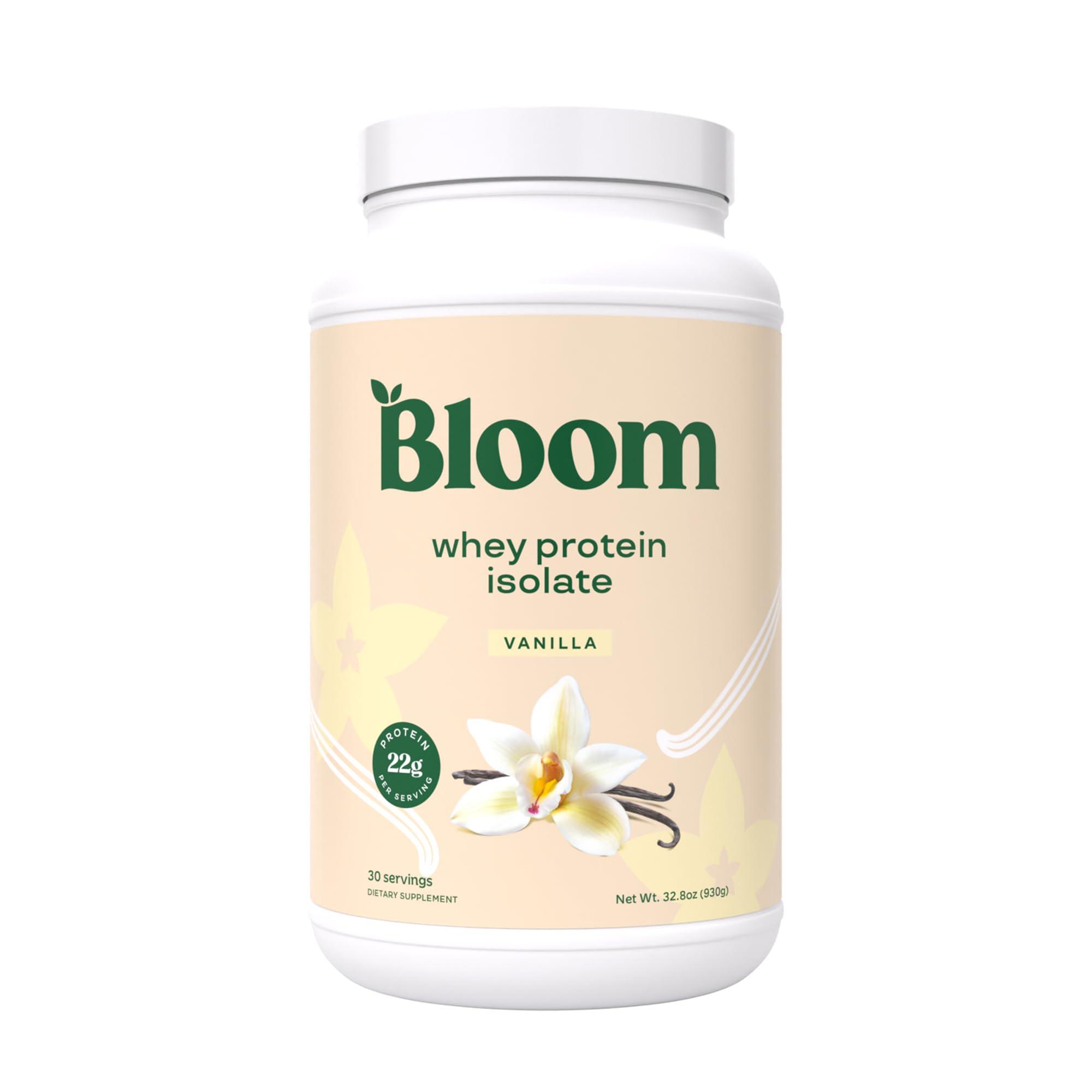 Bloom Nutrition Bloom Nutrition Whey Isolate Protein Powder, Vanilla - Pure Iso Post Workout Recovery Drink Blend, Smoothie Mix with Digestive Enzymes for Gut Health - Low Carb, Keto & Zero Sugar Added
