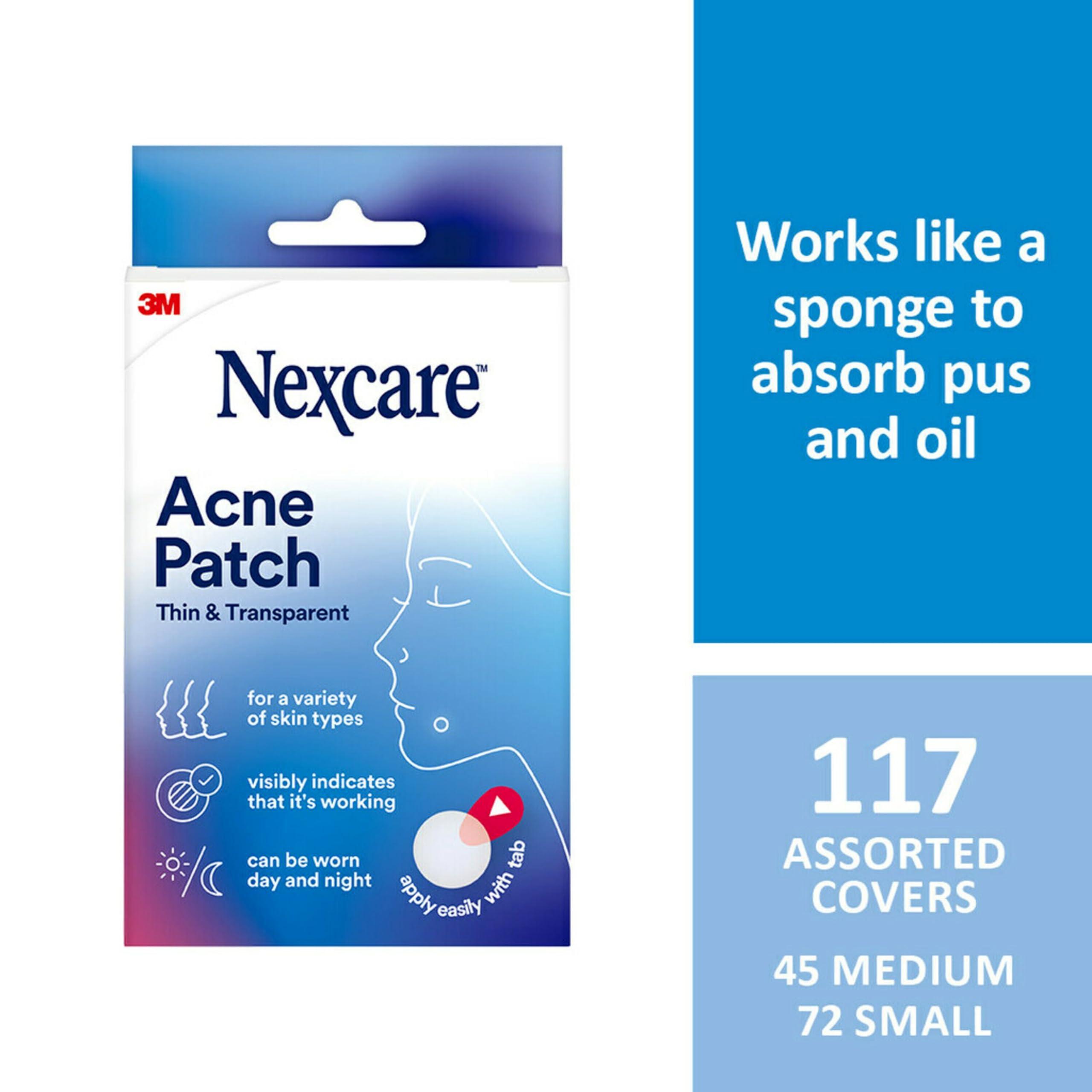 Nexcare Nexcare Acne Cover, Skin Cover Absorbs Pus and Oil from Clogged Pores, Suitable Skincare & Thin and Transparent Acne Patch, Skin Cover Absorbs Pus and Oil from Clogged Pores