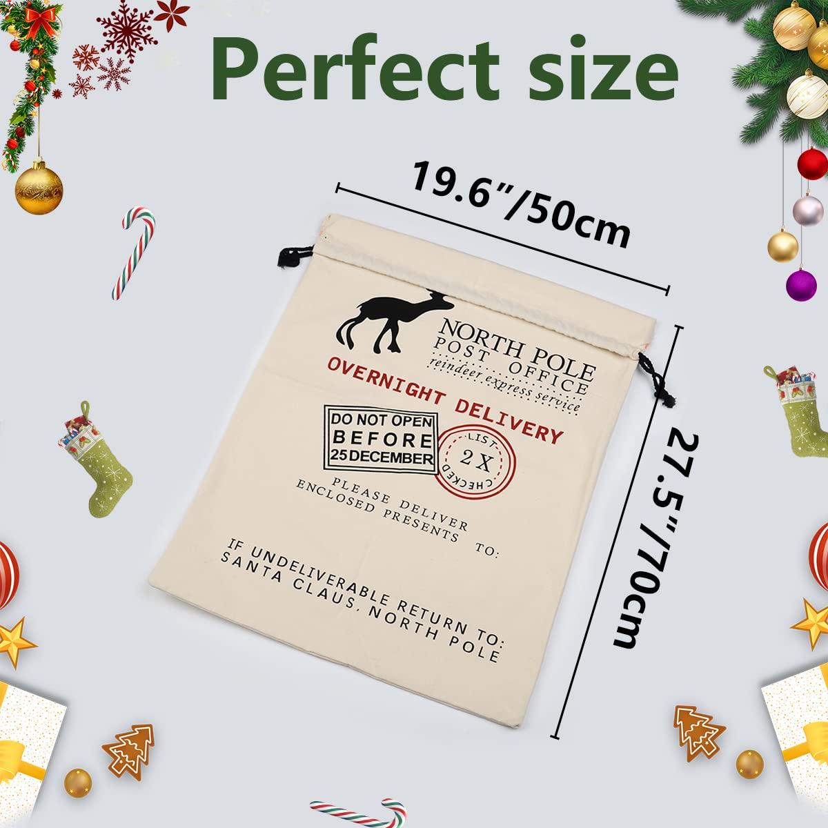 Inspireyee 6 Pack Large Christmas Bag Santa Sack Canvas Bag Christmas Gift Bags with Drawstrings Large Xmas Sack Cotton Canvas Stocking with Drawstrings Reusable Designs 19.5 X 27.5 Inch Xmas Present Bag (Pattern 10, Large 19.5 X 27.5)