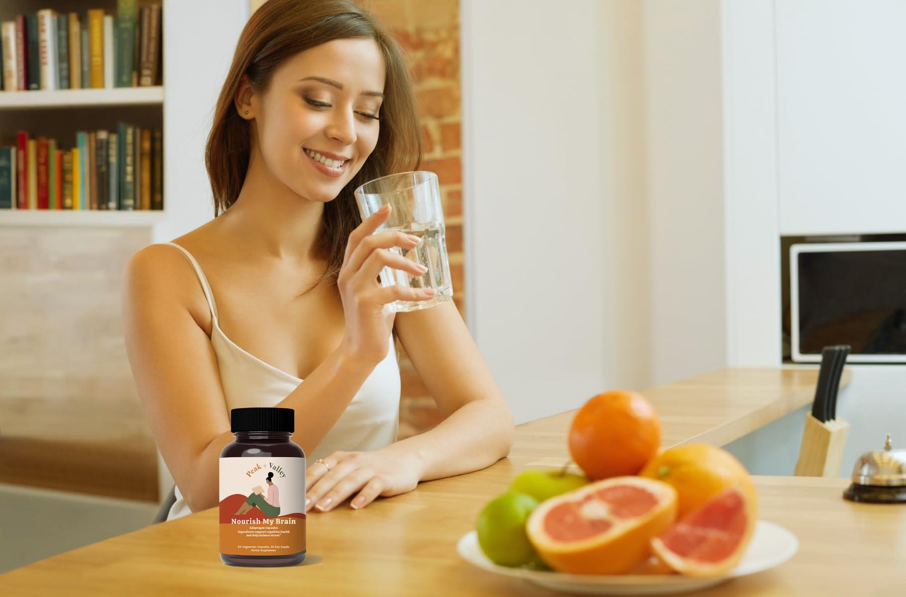 Peak + Valley Peak + Valley Nootropic Brain Support Supplement for Memory & Focus with Lion\'s Mane Mushroom & Ashwagandha - 1450 mg, 90 Ct Adaptogen Capsules - Adults/Seniors - Cognitive, Brain Fog, Energy Formula