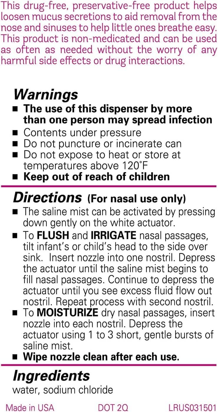Little Remedies Little Remedies Sterile Saline Nasal Mist, Safe for Newborns, 3 oz (Pack of 1)