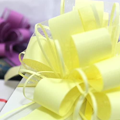 HSXJJ 6 PCS Large Pull Bows,Yellow Gift Bow,6 inches,Christmas, Party Birthday Gift Wedding Ribbon Bows for Wrapping Boxes or Flower Decorations, Valentine\'s Day Gift Decorations