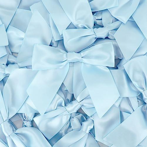 AIMUDI AIMUDI Blue Bows for Baby Shower 4.5\" Pre-Tied Baby Blue Bows with Twist Ties Light Blue Ribbon Bows for Crafts Premade Bows for Gift Wrap Christmas Tree Wedding Decor Gender Reveal Party - 36 PCs