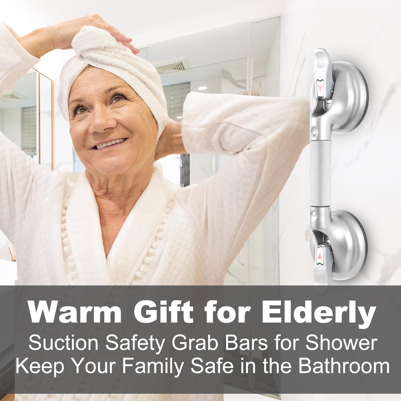 DAREN MEDICAL Daren Medical 15-Inch Shower Handle - Upgraded Grab Bar with Strong Suction Cups for Bathtub & Shower Safety, Ideal for Seniors, Elderly, Disabled -Silver
