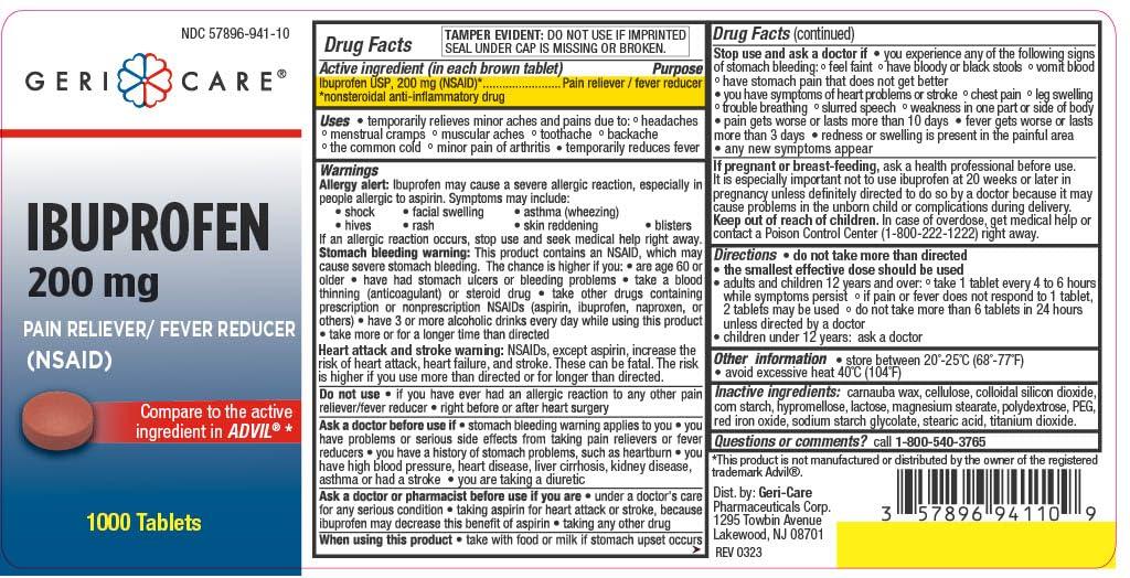 GeriCare GeriCare Ibuprofen 200mg, Pain Reliever, Fever Reducer, Relieves Body Aches, 1000 Count (Pack of 1)