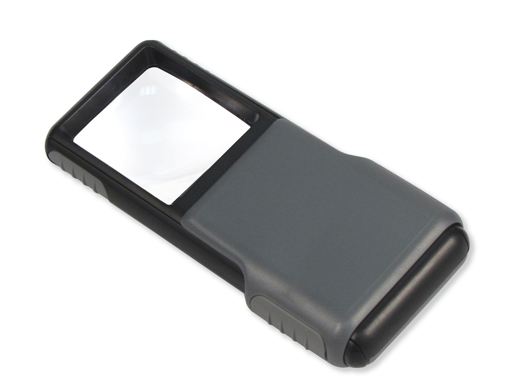Carson Carson MiniBrite LED Lighted Slide-Out Aspheric Magnifier with Protective Sleeve (PO-55), 5X, Gray