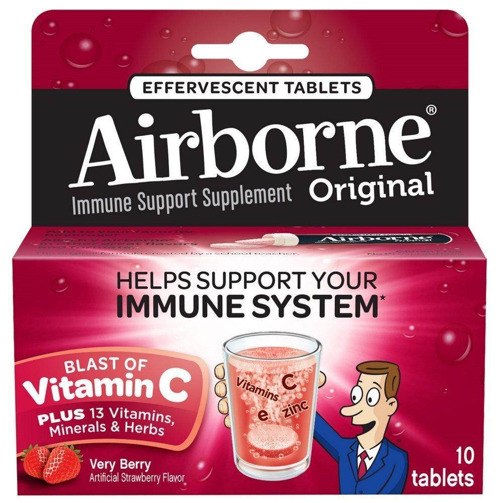 Airborne Airborne Effervescent Tablets, Immune Support - Very Berry - 10 ct, Pack of 5