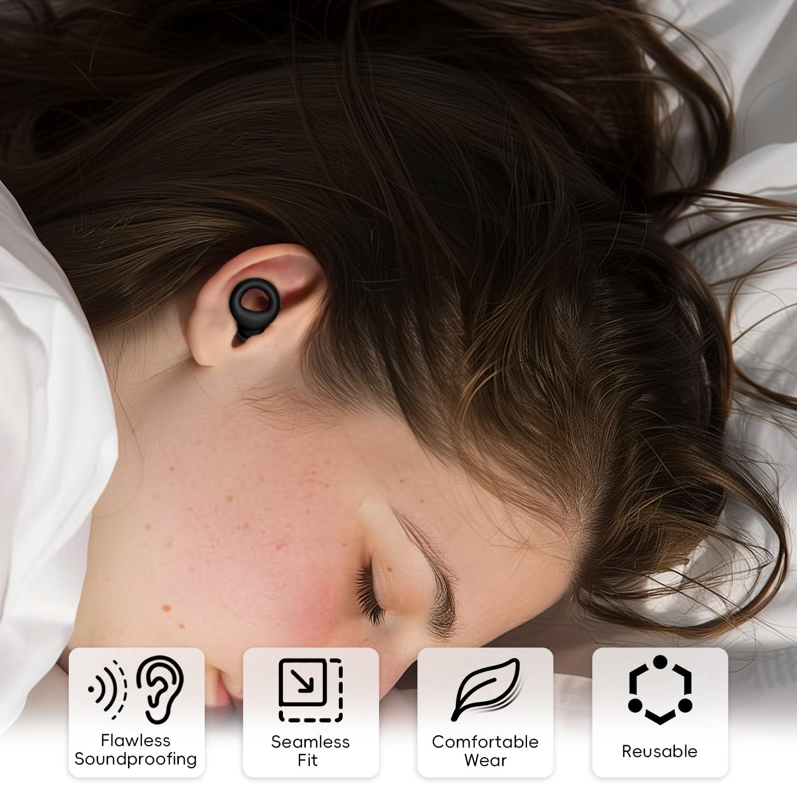 DPZZ Noise Canceling Earplugs for Sleep and Concentration New Flexible Earplugs for Better Attenuation 2 Pair Reusable Deal for Side Sleepers &Noise Sensitive Person 27dB Noise CancellationBlack