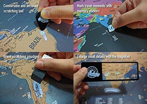 TheGoldWear Arts TheGoldWear Arts Scratch Off World Map Poster - with US States and Country Flags, Track Your Adventures. Includes Scratcher and Memory Stickers, for Travelers (TM) by TravelAdventures