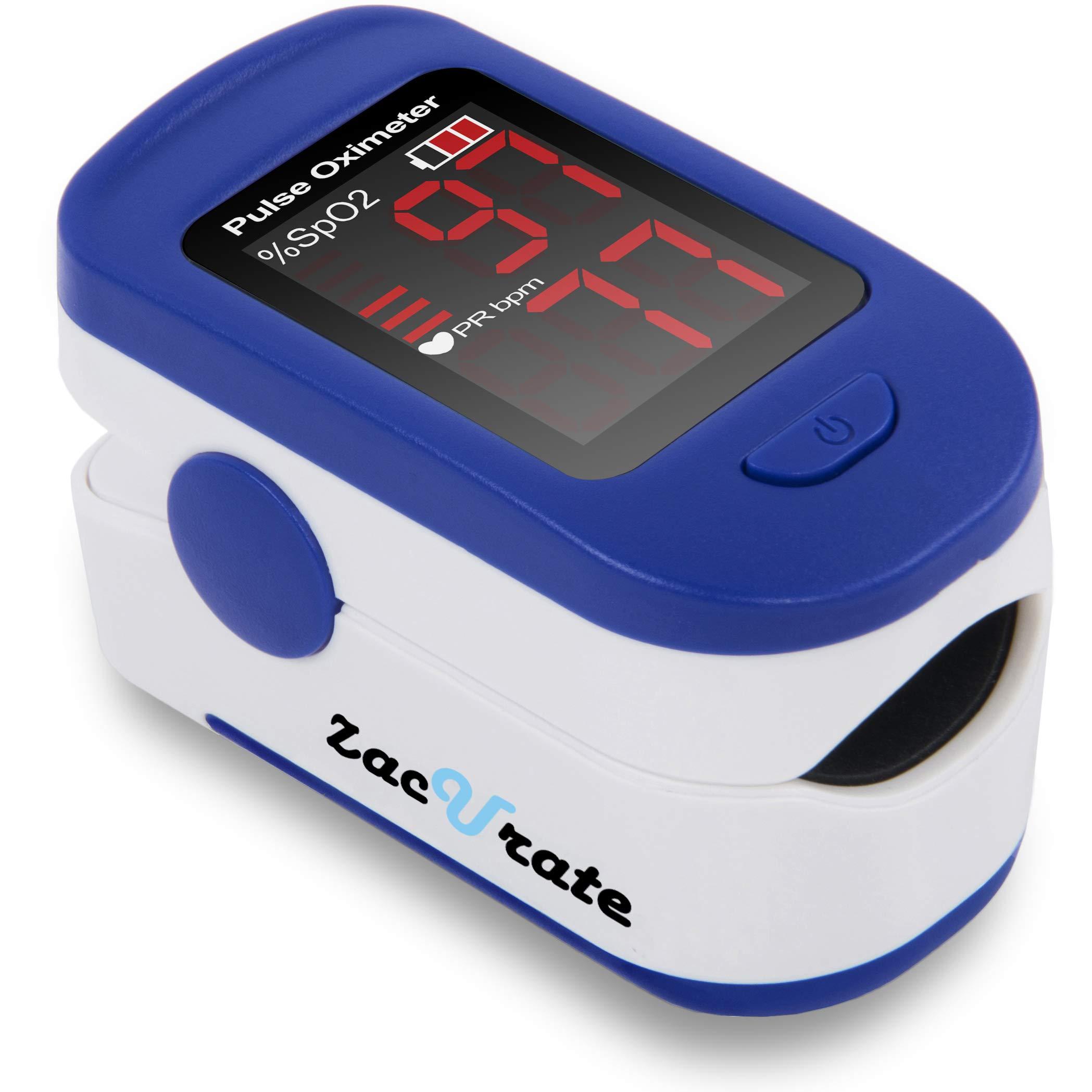 Zacurate Zacurate 500BL Fingertip Pulse Oximeter Blood Oxygen Saturation Monitor with Batteries Included (Navy Blue)