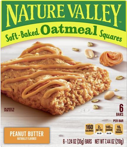 Nature Valley Nature Valley Soft-Baked Oatmeal Squares, Peanut Butter Breakfast Snacks, 6 ct, 7.44 OZ